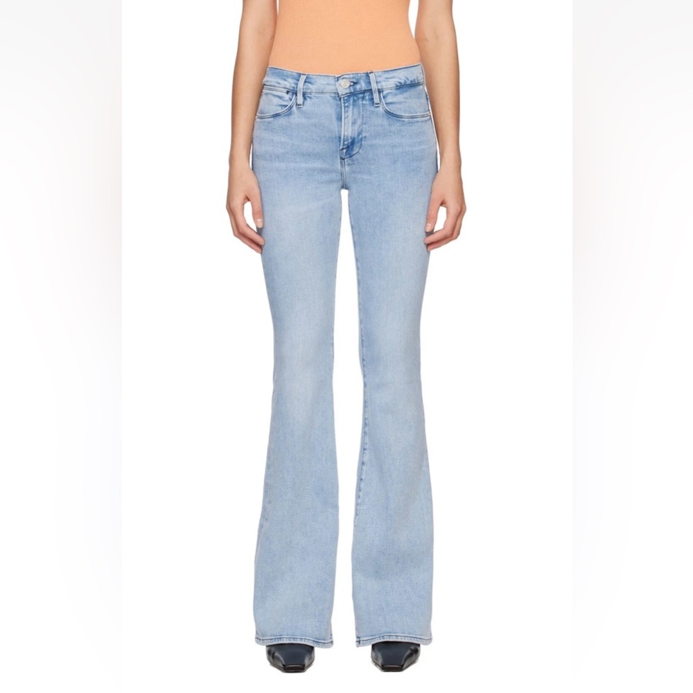 240$ Frame Le High Flare Light Blue Denim Skinny Jeans 27
